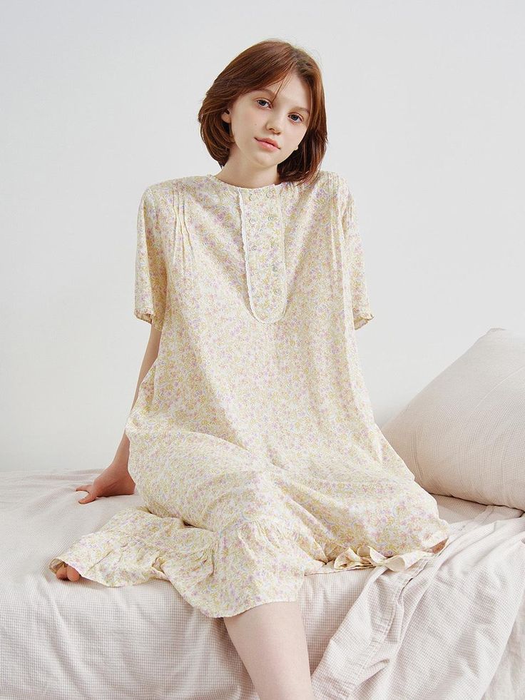 Composition : Cotton 100%Color : Yellow, Yellow + PackagingCountry of Origin : China Dress Pajamas, Sleepwear Dress, Flower Dress, Sleeve Dresses, One Piece Dress, Lingerie Sleepwear, Flower Dresses, Short Sleeve Dresses, Pajamas