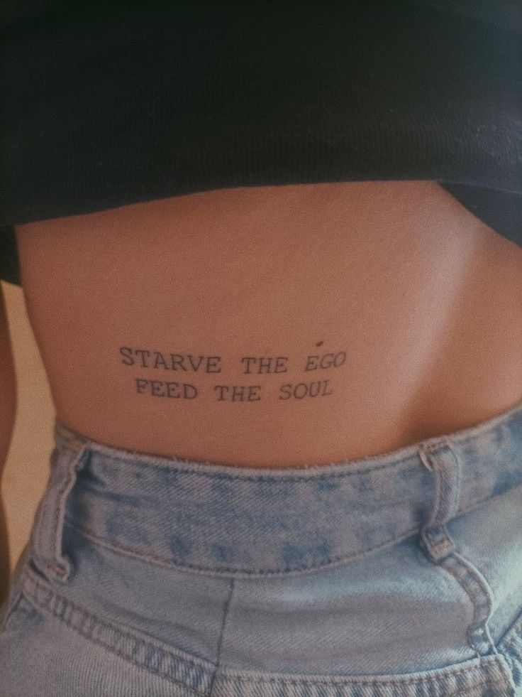 Delicate Quote Tattoo, Independent Tatoos, Ego Soul Tattoo, Patchwork Tattoo Quotes, Word Play Tattoos, Soul Quotes Tattoo, Less Ego More Soul Tattoo, Tattoo Ideas For Independent Women, Powerful Mind Tattoo