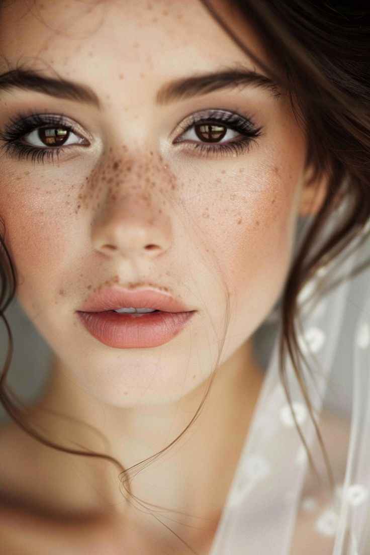 Enhance the natural richness of brown eyes with wedding makeup that draws attention to their depth. Click to explore more. Headshot Makeup, Makeup Ideas For Brown Eyes, Natural Wedding Makeup Looks, Bronze Smokey Eye, Taupe Eyeshadow, Dark Smokey Eye, Wedding Makeup Ideas, Light Pink Lips, Mauve Lips