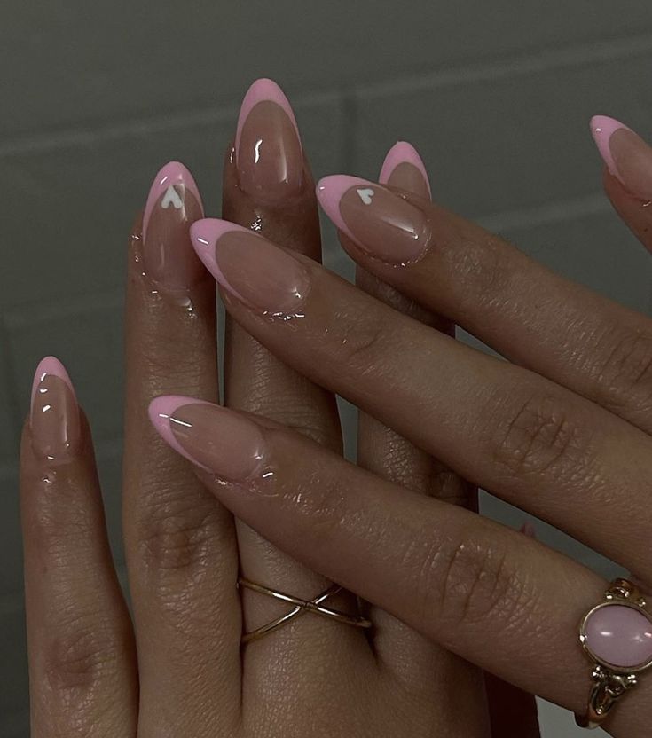 Pink Tip Nails Almond, Pink Fashion Design, Nail Almond, Almond Nails Pink, Paznokcie Hello Kitty, Kutek Disney, Nagel Tips, Girly Acrylic Nails, Basic Nails