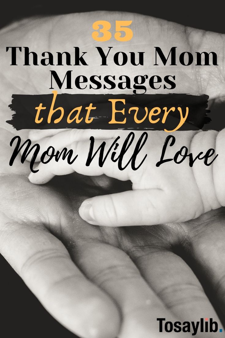 two hands holding each other with the words thank you mom messages that every mom will love