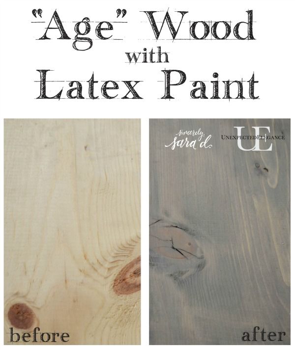 the before and after pictures of wood with latex paint on it, including an image of