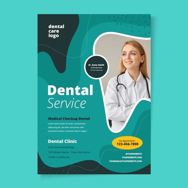 Hand drawn flat design dental flyer temp... | Free Vector #Freepik #freevector #dentist-flyer #dental-flyer #dentist-template #dental-design Logo Dental, Ppt Template Design, Dentistry Student, Dental Design, Care Logo, Dental Services, Ppt Template, Vector Hand, Dental Clinic