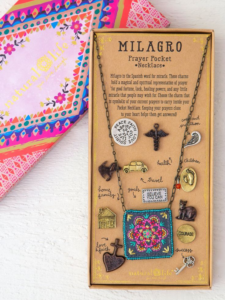 Milagro Prayer Pocket Necklace|Turquoise-view 1 Pocket Necklace, Rolling Tote Bag, Turquoise Men, Prayer For The Day, Embroidered Pocket, Easy Jewelry, Hair Accessories Boho, Prayer Flags, Hand Molding