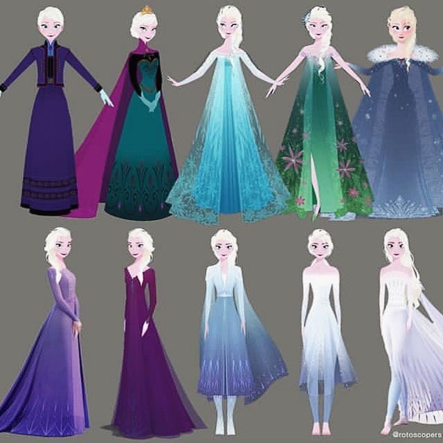 an image of frozen princesses in different outfits