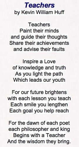 a poem written in blue and white with the words teachers by kenn william hurtf