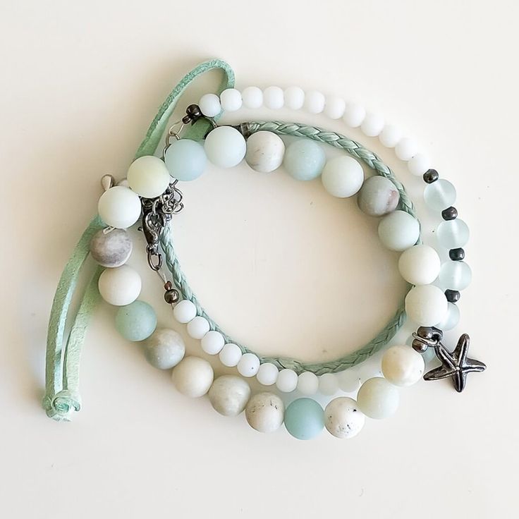 seafoam beachy bracelet style pack - Peacock & Lime Affordable Ocean-inspired Summer Beaded Bracelets, Cheap Blue Charm Bracelet For Beach, Cheap Beaded Jewelry For The Beach, Adjustable Ocean-inspired Jewelry For Everyday, Adjustable Beachy Beaded Bracelets For Everyday, Adjustable Ocean-inspired Everyday Jewelry, Everyday Adjustable Ocean-inspired Jewelry, Turquoise Ocean-inspired Bracelet With Starfish Charm, Ocean-inspired Turquoise Bracelet With Starfish Charm