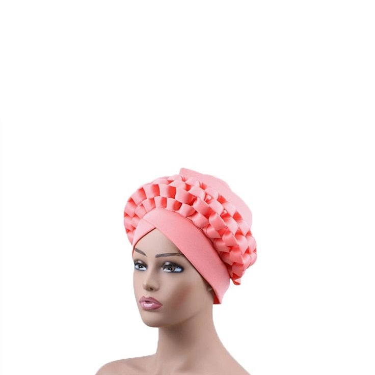 Cap Point Light pink / One Size Queen Auto Gele Turban Headtie Africa Clothing, Turban Cap, Clothing Model, Female Head, Nigerian Wedding, Fashion Materials, Traditional Clothing, Style Retro, Traditional Outfits