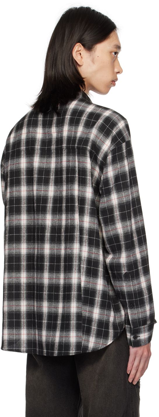 Cotton flannel shirt. Check pattern throughout. · Spread collar · Button closure · Logo plaque and tuck at patch pocket · Offset dart at front · Shirttail hem · Dropped shoulders · Single-button barrel cuffs · Locker loop at back collar · Darts at back yoke · Logo-engraved black hardware Supplier color: Check Black Flannel Shirt For Work, Flannel Long Sleeve Work Shirt, Long Sleeve Flannel Shirt For Work, Dart Shirts, Black Hardware, Check Pattern, Cotton Flannel, Dart, Flannel Shirt