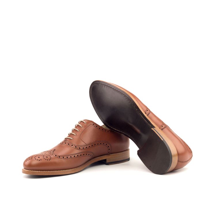 CUSTOMIZE Cognac Leather Wingtip Shoes With Stitched Sole, Classic Brown Closed Toe Lace-up Shoes, Brown Lace-up Oxfords For Galas, Cognac Dress Shoes With Rubber Sole And Round Toe, Wingtip Dress Shoes With Stitched Sole For Galas, Cognac Wingtip Oxfords With Leather Lining, Gala Wingtip Dress Shoes With Stitched Sole, Classic Wingtip Oxfords In Cognac, Classic Cognac Wingtip Oxfords