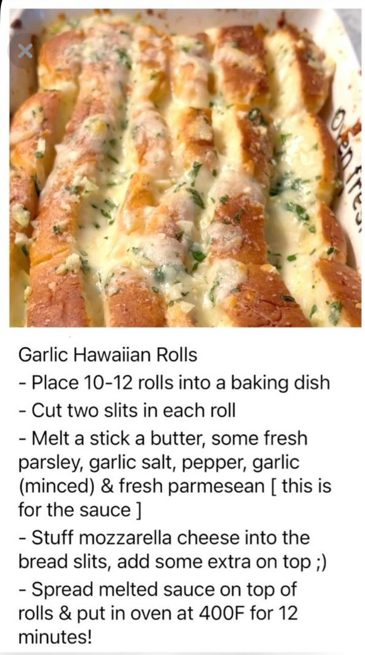 the recipe for garlic hawaiian rolls is shown in an email post, and it's not