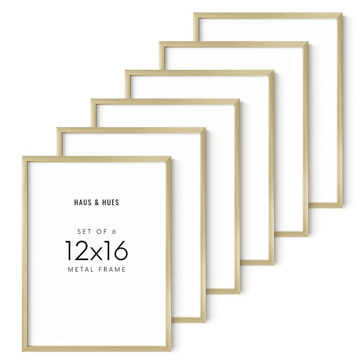 PRICES MAY VARY. GOLD ART FRAMES: Our gold poster frame is a sleek and stylish choice for displaying your favorite artwork or photographs. The gold frame set is made of durable aluminum, ensuring it will stand the test of time. The minimal design of the thin gold wall frames will add a touch of sophistication and refinement to any space. Whether you're looking to add a modern feel to your bedroom, office, or living room, this understated picture frame gold is sure to fit the bill. 12x16 FRAME SE Gold Gallery Wall, Haus And Hues, 11x14 Picture Frame, Gallery Wall Frame Set, Gold Photo Frames, Wall Frame Set, Picture Frame Set, 8x10 Picture Frames, 4x6 Picture Frames