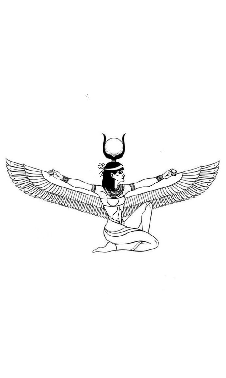 an egyptian winged bird sitting on top of a person's head, with its wings spread