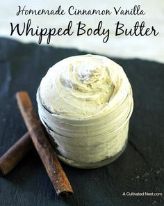 This homemade Cinnamon Vanilla whipped body butter is an easy, luxurious way to pamper yourself or someone else. this scent is fabulous for year round. 4 ingredients make a scent that smells good enough to eat yet is moisturizing and softening for your skin Homemade Body Butter, Diy Body Butter, Body Butters Recipe, Diy Lotion, Smells Good, Homemade Lotion, Diy Scrub, Diy Spa, Pamper Yourself