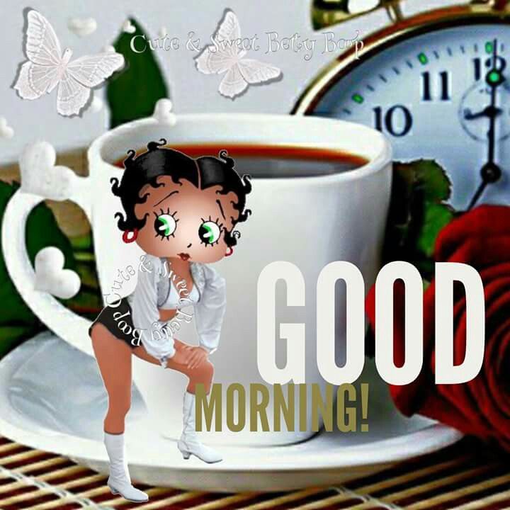 Good Morning Sweet Message, Betty Boop Coffee, Betty Boop Halloween, Bon Mardi, Betty Boop Classic, Animated Cartoon Characters, Betty Boop Quotes, Good Morning My Love, Black Betty Boop