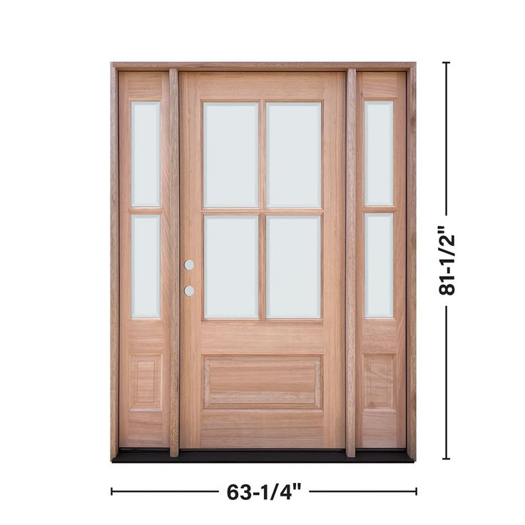 the measurements for a double door with glass panels and sidelights on either side,