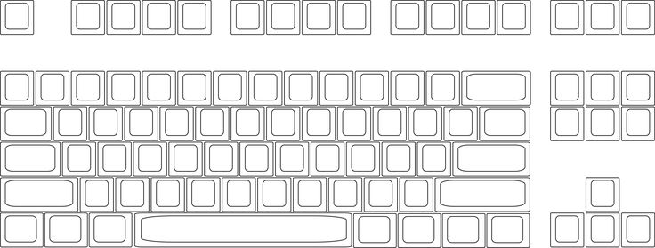 the top and bottom side of a keyboard, with two rows of squares on each side