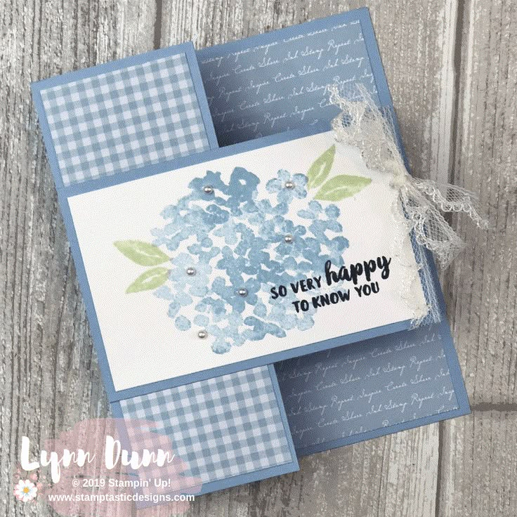 a card with blue flowers on it and the words so very happy to know you