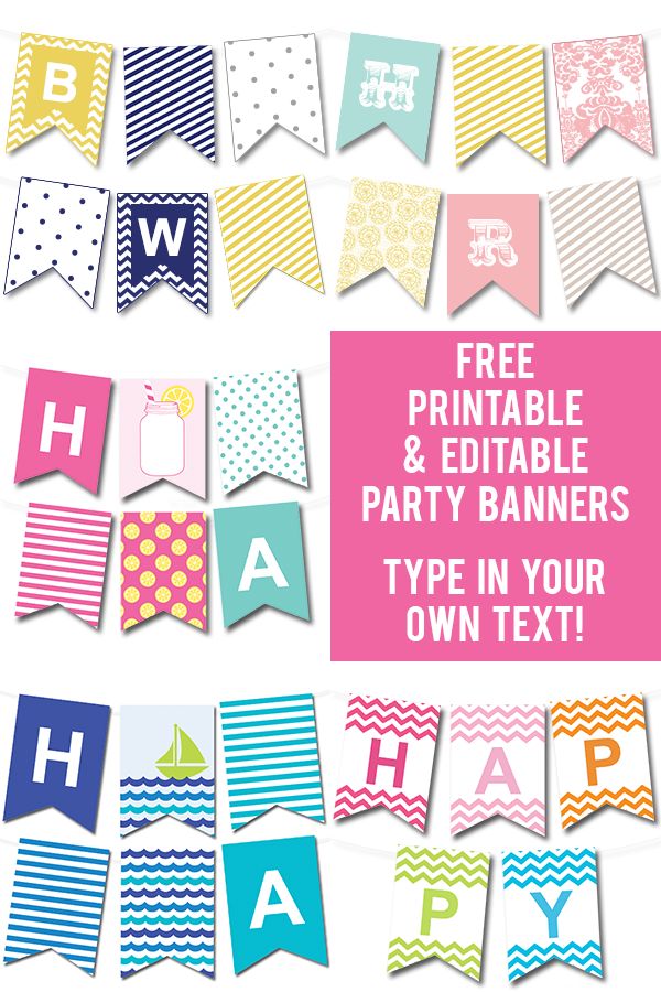 printable party banners and buntings with the words happy birthday on each banner