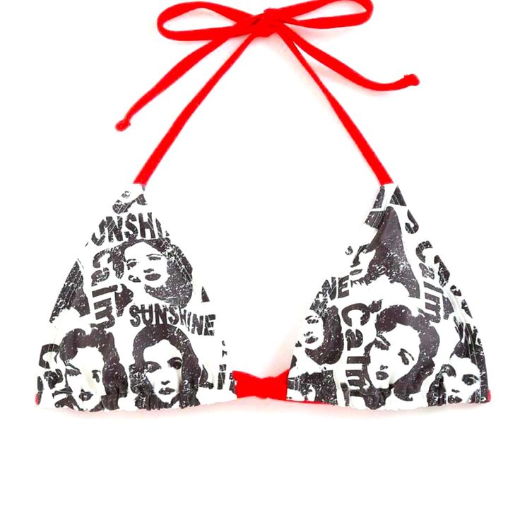 Figure Graphic Triangle Bikini Top Nwt In Sizes Small And Medium White Retro Swimwear For Sunbathing, Retro Red Triangle Top Swimwear, Retro White Swimwear For Pool, Bandeau Swimwear, Tropical Bikinis, Orange Swimsuit, Womens Tankini, Tankini Swimsuit Top, Clothes Wishlist