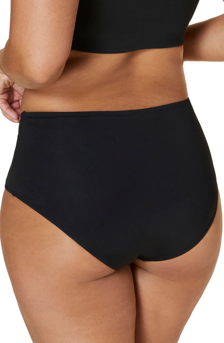 Feel your best by the water wearing these versatile bikini bottoms with a high waist. Moderate back coverage 80% recycled nylon, 20% spandex Hand wash, dry flat Imported Black Nylon High-cut Swimwear, Black High-waist Nylon Swimwear, High-waist Bra-friendly Nylon Swimwear, Black Stretch Swimwear With Tie-side Bottom, Black Nylon Swimwear With Moisture-wicking, Spandex, Nordstrom, High Waisted, Womens Shorts