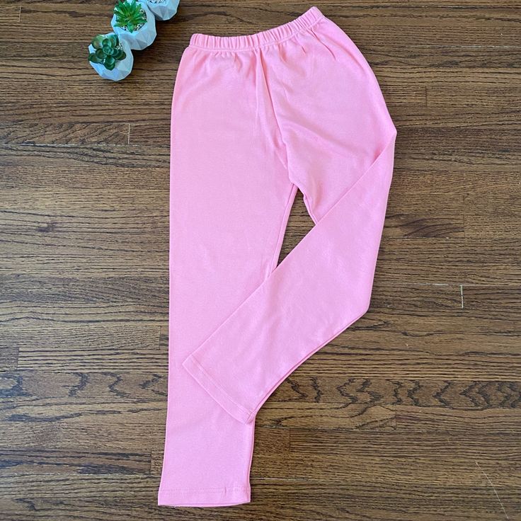 New, Didn’t Come With A Separate Tag (Part Of A 2-Piece Set And The Packaging Was For Both) 100% Cotton Bought In Europe Size 6-7 (116-122 In Eu) From A Pet-Free, Smoke-Free Home Basic Solid Color Bottoms For Playwear, Casual Pink Elastic Pants, Casual Footless Pants With Elastic Waistband, Solid Spring Playwear Bottoms, Fitted Bottoms For Playwear, Basic Pink Bottoms For Spring, Basic Stretch Pants For Spring, Spring Footless Pants With Elastic Waistband, Casual Elastic Footless Pants