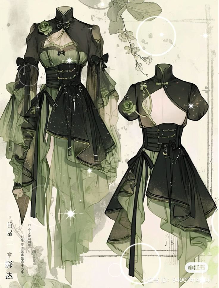 an illustration of a dress and jacket on display