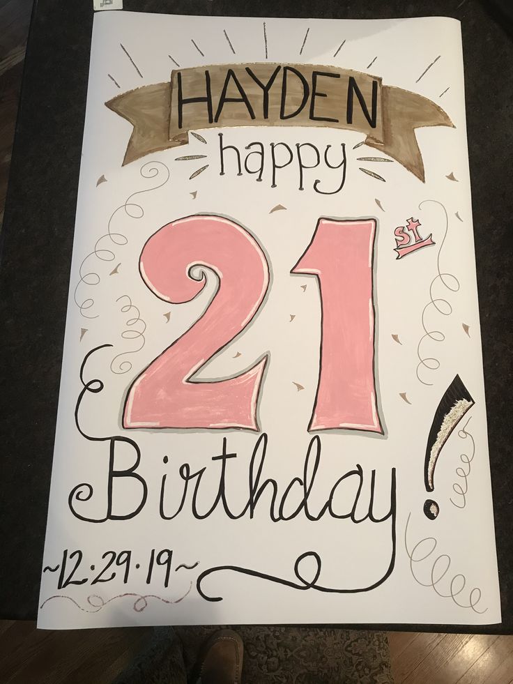 a birthday card with the number 21 on it