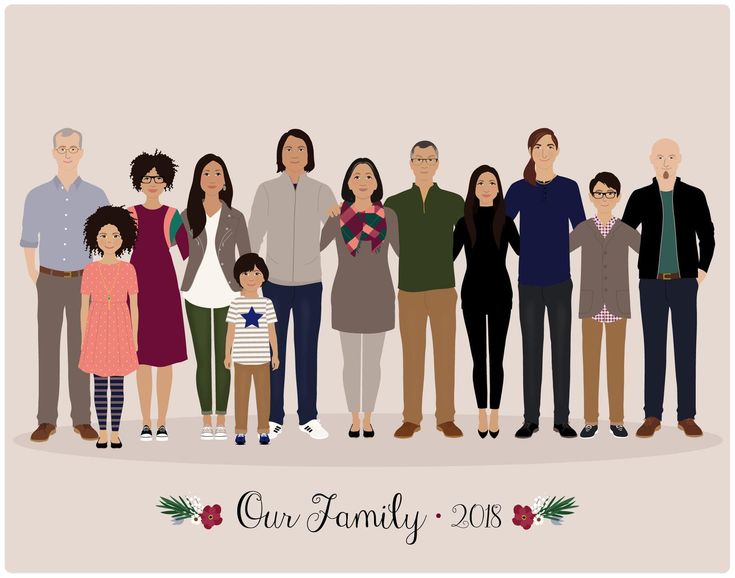 a family is standing together in front of a christmas card with the words our family on it