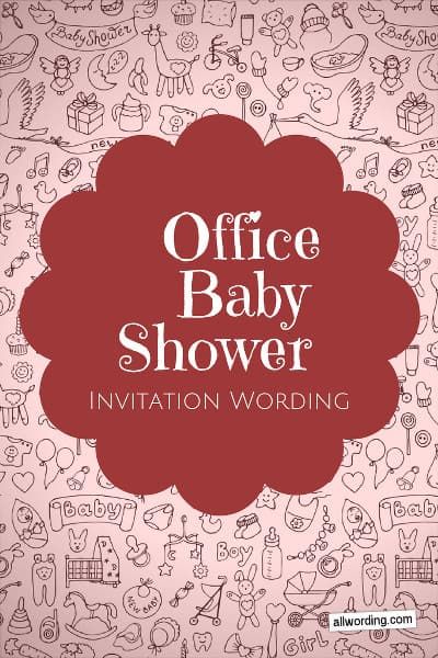 the office baby shower is shown in red and white with doodles on it