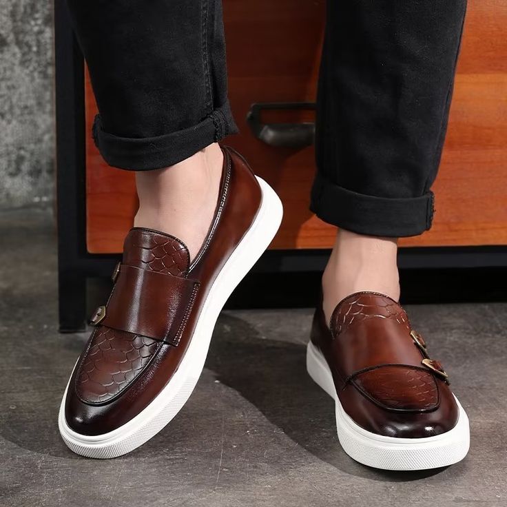 Introducing our sophisticated and stylish Casual Shoes, crafted with high-quality Pu upper material for durability and comfort. Featuring a slip-on closure type and a fashionable platform element, these shoes are perfect for any occasion. With a solid pattern and a rubber outsole, these shoes are not only fashionable but also provide excellent traction. Elevate your style with our Casual Shoes today! Casual Brown Slip-ons With Brogue Detailing, Low-top Platform Loafers In Synthetic Material, Casual Slip-on Dress Shoes With Contrast Sole, Brown Brogue Platform Loafers Slip-on, Brown Brogue-detailed Slip-on Platform Loafers, Business Slip-on Platform Loafers With Rubber Sole, Platform Slip-ons With Closed Toe, Platform Closed Toe Slip-ons, Trendy Platform Slip-ons