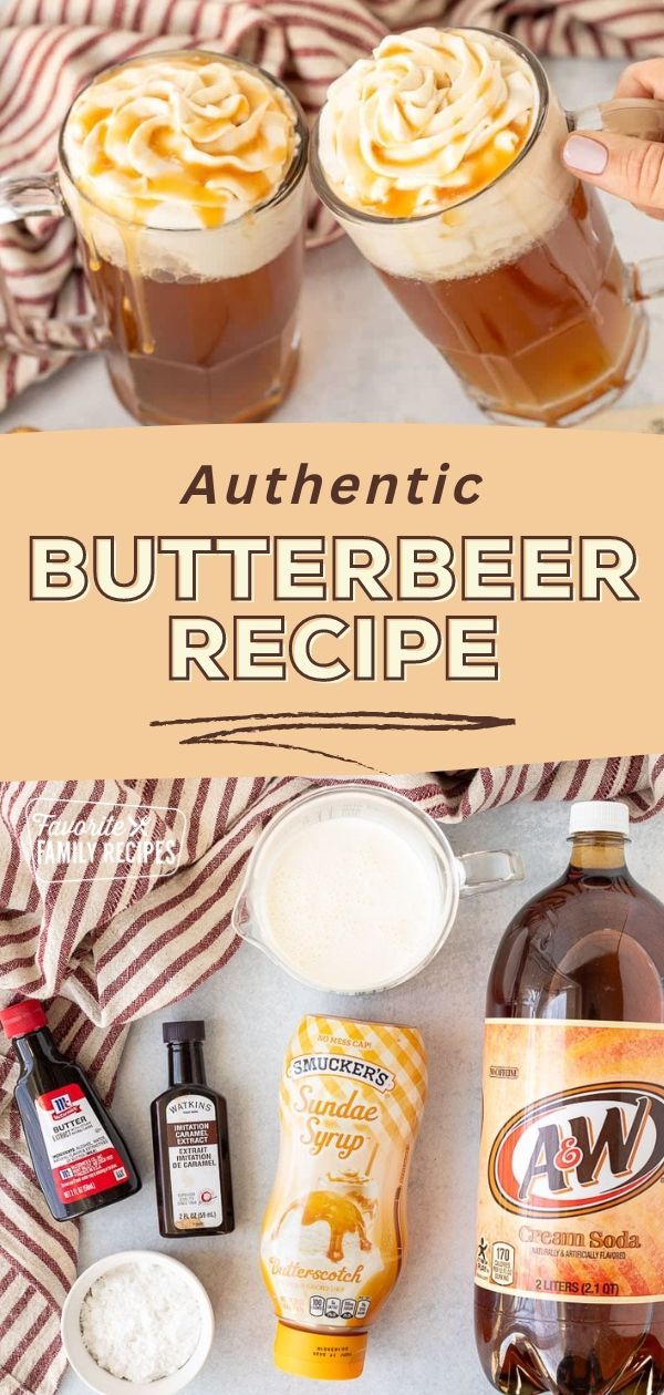 the ingredients to make an authentic butterbeeer recipe