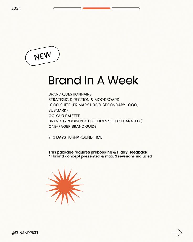 the brand in a week brochure is shown with an orange star on it