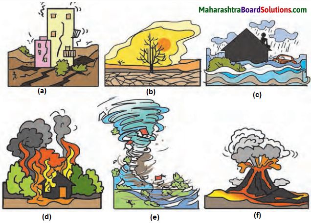 four different types of water and landforms in the same picture, each with an image of