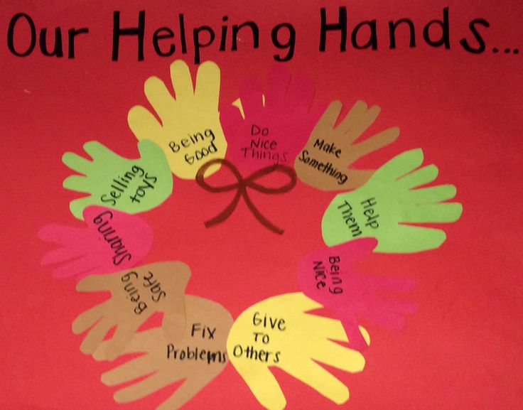 a poster with handprints on it that says our helping hands