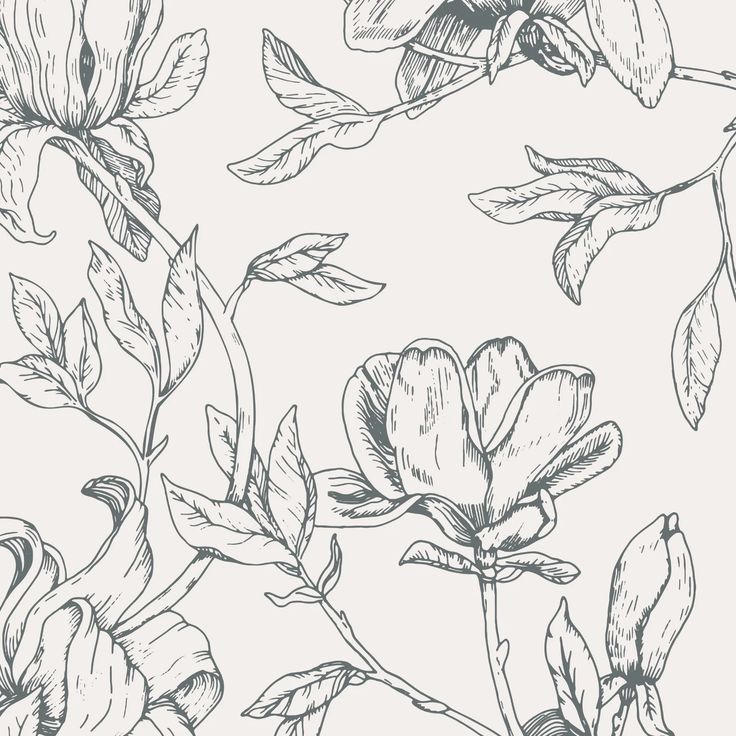 a black and white drawing of flowers