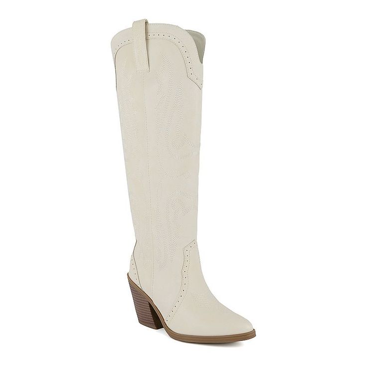 Make a fashion statement with these sugar women's tall western boots.Click this FOOTWEAR GUIDE to find the perfect fit and more! Make a fashion statement with these sugar women's tall western boots. Click this FOOTWEAR GUIDE to find the perfect fit and more! FEATURES Western design Stitching details Knee-high style Durable rubber outsole Slip-on for easy on and offDETAILS Tumbled manmade nubuck upper Manmade, textile lining Manmade midsole TPR outsole Plain toe Slip-on 2.875-in. heel 16.75-in. s Mid Calf White Western Boots, Western White Boots Medium Width, White Western Knee-high Boots For Fall, Fitted White Western Mid-calf Boots, Western White Snip Toe Knee-high Boots, Tall Western Boot, Western Design, Shoe Size Chart, High Boots