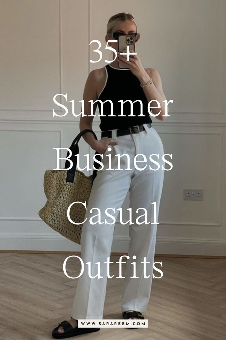 [AffiliateLink] Looking For Relaxed Yet Polished Business Casual Outfit Ideas To Try This Summer? You'll Love This List Of 35  Summer Business Casual Outfits That Are So Versatile And Stylish. Casual Chic Summer Work Outfits, Office Outfits. #summerbusinesscasualoutfitsforwomenworkattiresummer Simple Classy Outfits Summer, Casual Office Outfits Women Summer Work Attire Flats, Basic Work Outfits Summer, Mid Size Fashion Summer Work, What To Wear To The Office In The Summer, Women Summer Office Outfits, Hot Summer Work Outfits Business Casual, Laid Back Business Casual Outfits, Summer Outfits For Office Women