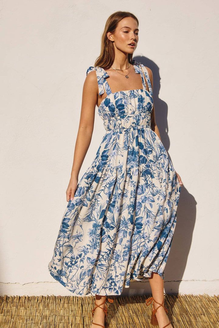 Shop New Arrivals | Magnolia Belle Boutique Toile Dress, Fit And Flare Midi Dress, Flare Midi Dress, Designer Bra, Party Fits, Porcelain Blue, Floral Print Midi Dress, Print Midi Dress, Dress With Tie