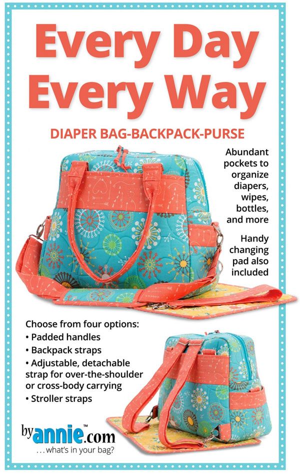 an advertisement for the diaper bag back - pack purse with instructions to make it