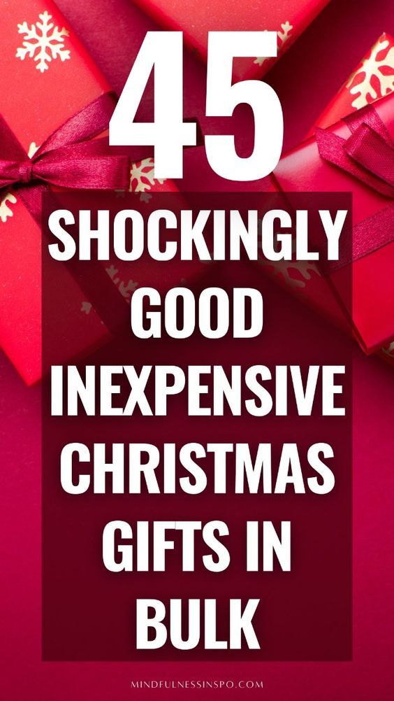 presents wrapped in red paper with the words 45 stockingly good expensive christmas gifts in bulk