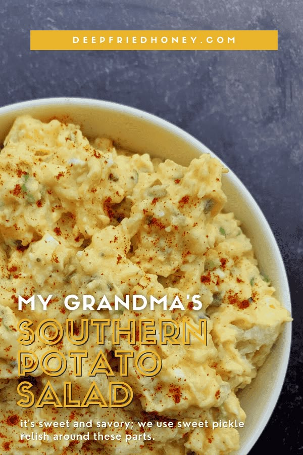 the cover of my grandma's southern potato salad recipe book, with an image of a bowl full of mashed potatoes