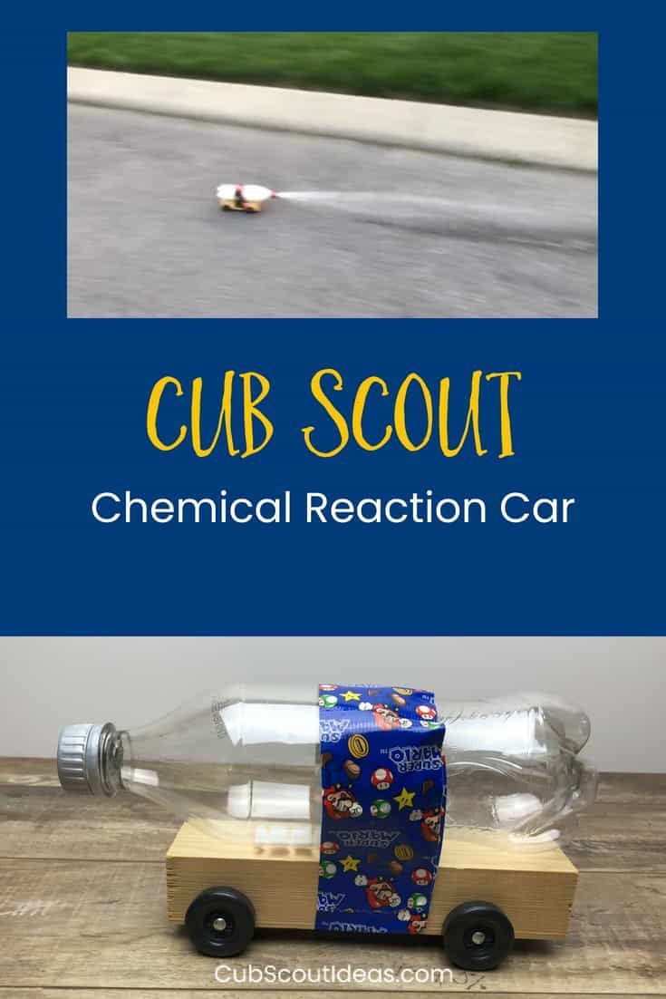 a toy car made out of an empty bottle with the words cub scout on it