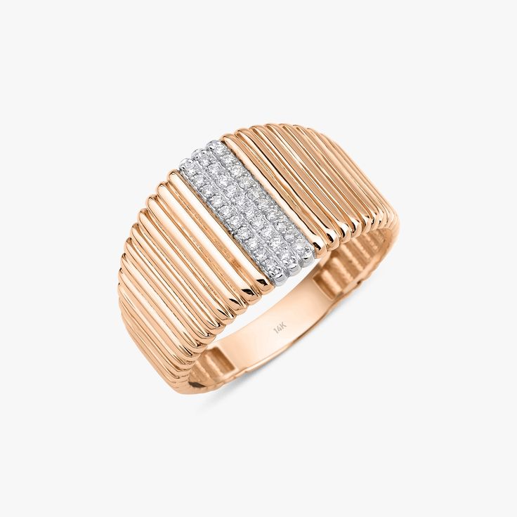 Our new unique textured ring, with genuine natural, pave set diamonds in the center.★ Ring Features• Gold Kt: 14K Solid Gold(all pieces are stamped for authenticity)• Available Gold Colors: Yellow Gold, White Gold, Rose Gold• Total Diamond Weight: 0.14 carat• Diamond Color-Clarity: G Color VS2/SI1 Quality• We only work with real natural diamonds• We offer a signed certificate with each ring for the authenticity of the diamonds• Face Width: 13.4 mm / 0.53 Inch• Band Width: 3.75 mm Diamond Stacking Rings Engagement, Diamond Huggies, Gold Color Ring, Diamond Face, Diamond Stacking Rings, Natural Diamond Ring, Gold Colors, Textured Ring, Gold Ring Stack