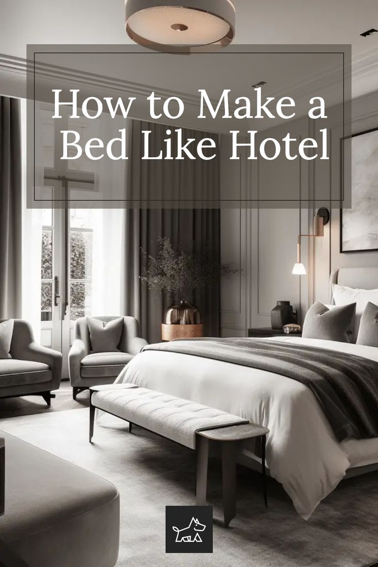 a hotel room with the words how to make a bed like hotel