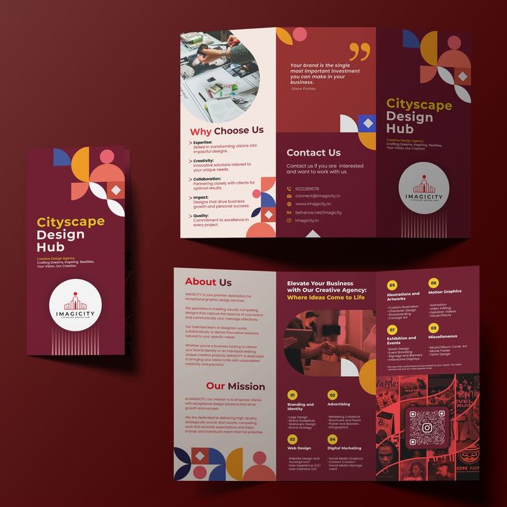 three fold brochure design for cityscape design hub