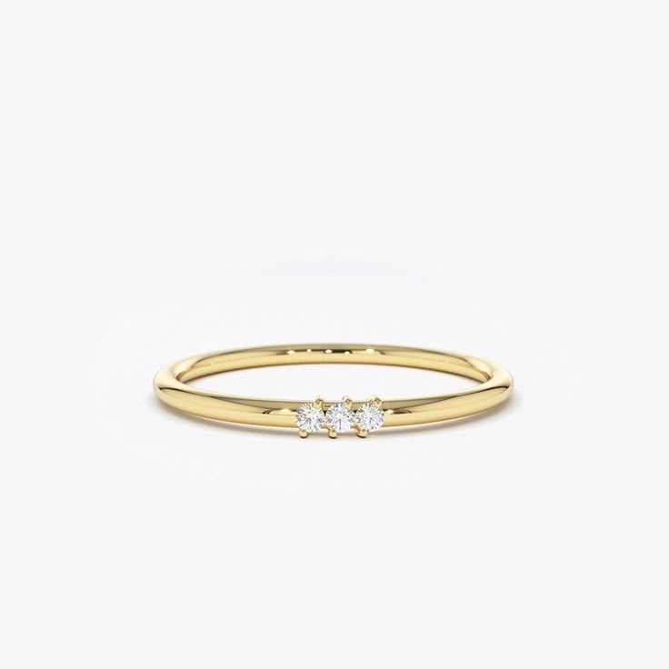 14K Gold 3 Stone Minimalist Diamond Ring – FERKOS FJ Daily Wear Rings, Alternative Rings, Minimal Rings, Small Diamond Rings, Minimalist Diamond Rings, Diamond Anniversary Bands, Round Diamond Ring, Moissanite Diamond Rings, Pave Diamond Ring