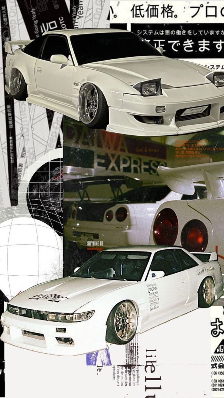 three cars are shown in an advertisement for the japanese car maker's expres