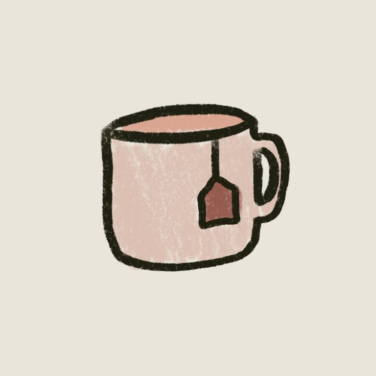 a drawing of a coffee cup with a spoon in it