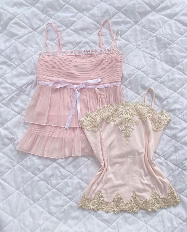 Hyperfeminine Clothes, Coquette Pink Sleepwear For Summer, Fitted Coquette Sleepwear, Pink Coquette Camisole Dress, Spring Coquette Sleepwear, Coquette Tops Depop, Lazy Day Outfits, Simple Trendy Outfits, Girly Outfits